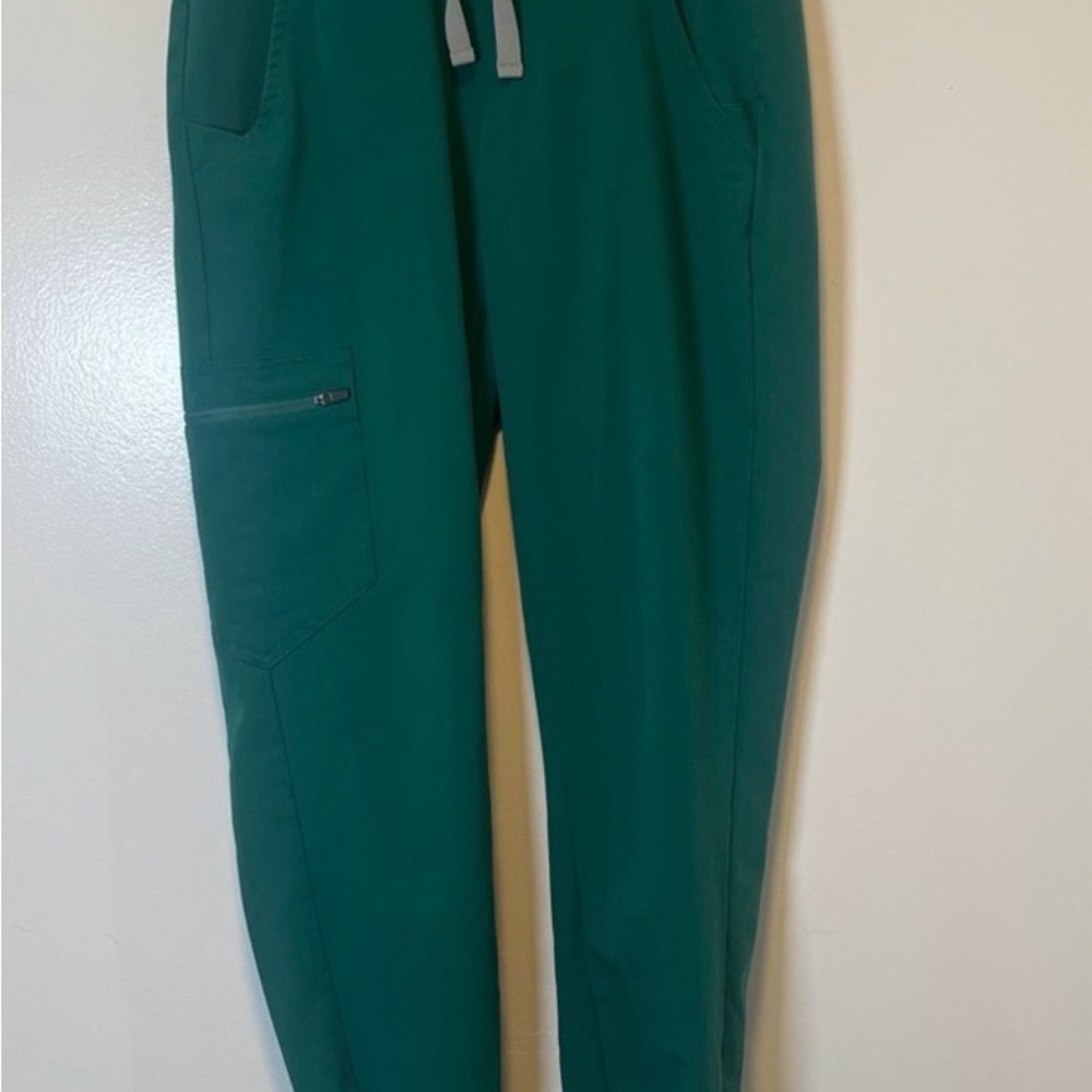 Figs Teal Joggers with Gray Drawstring